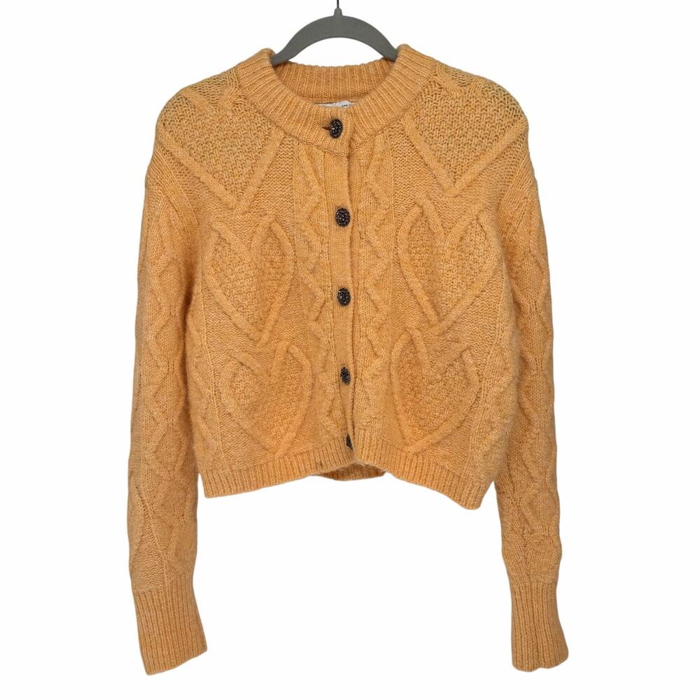 Zara Tangerine Cable Knit Short Length Cardigan Medium
